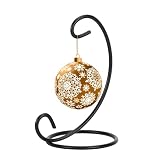 EOWCO 6in Single Ornament Display Stand, Small Tabletop Ornament Hangers, Air Plant Holder, Black Hanging Hook for Christmas Halloween Decoration, Glass Crystal Witch Ball, Home Wedding, Party Decor(1pcs)