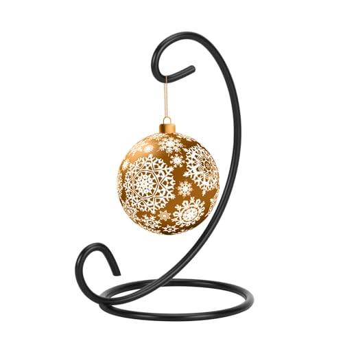 EOWCO 6in Single Ornament Display Stand, Small Tabletop Ornament Hangers, Air Plant Holder, Black Hanging Hook for Christmas Halloween Decoration, Glass Crystal Witch Ball, Home Wedding, Party Decor(1pcs)