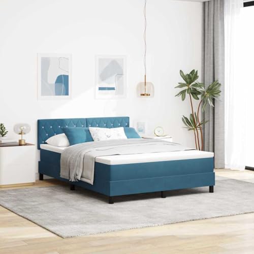 QZZCED Cama con Somier de Terciopelo Moderna, Cabecero Ajustable en Altura y Colchón de Firmeza Media con Muelles Ensacados, Marco Robusto de Madera para Dormitorio Contemporáneo