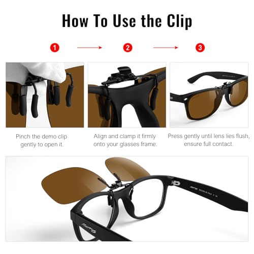 Image of MERRY'S Polarized Clip on Sunglasses Flip Up Metal Clip Attachments for Prescription Glasses