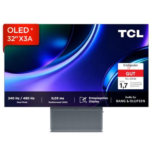 TCL 32X3A OLED+ 4K Gaming Monitor 31,5 Zoll, 240Hz / FHD 480Hz, USB-C 90W