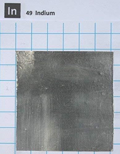 99.99% Indium Metal Foil 75um x 20mm x 20mm for Laser CPU Heatsink Pure Element 49 Sample