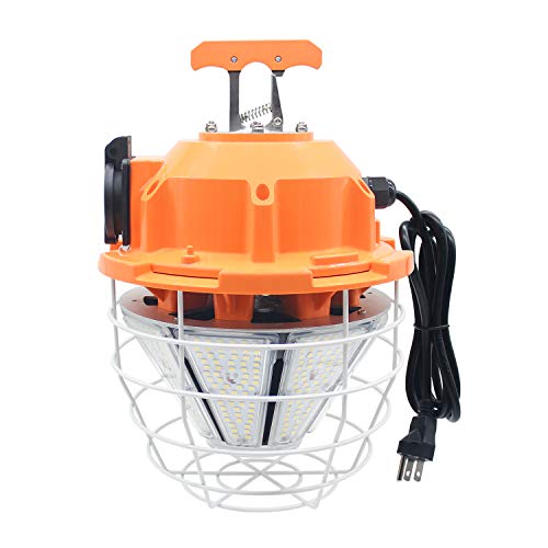 Best Cyber Deals 🔥 High Bay 150W LED Temporary Work Light Fixture, 20250Lm, 5000K Cool White Daylight,IP65 Dust & Waterproof, Outdoor Construction Lights with Stainless Steel Guard & Hook for Jobsite/Workshop (150)