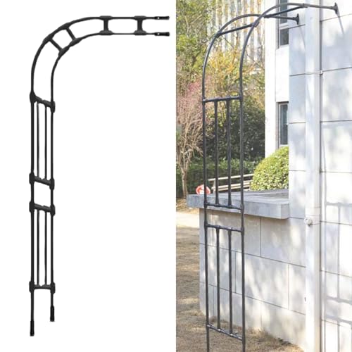 Arco da giardino a mezzo lato, robusto telaio in acciaio per piante rampicanti, rose, decorazione da giardino, supporto per pergola da esterno (240 x 240 x 40 cm)