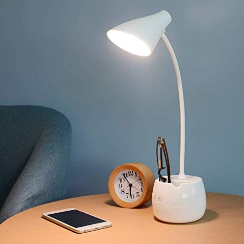 Image of IDOLESHOP Rechargeable LED Touch On /Off Switch Study Lamp , White , Pack of 1, Plastic.