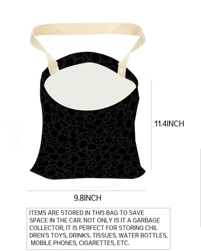 Image of Car Garbage Can, Car Trash Bag, Car Garbage Bag, Hanging Car Trash Can for Car Accessories, Vehicle, Travelling, Camping, Cute Car Back Seat Organizer, Luxury Black Leopard