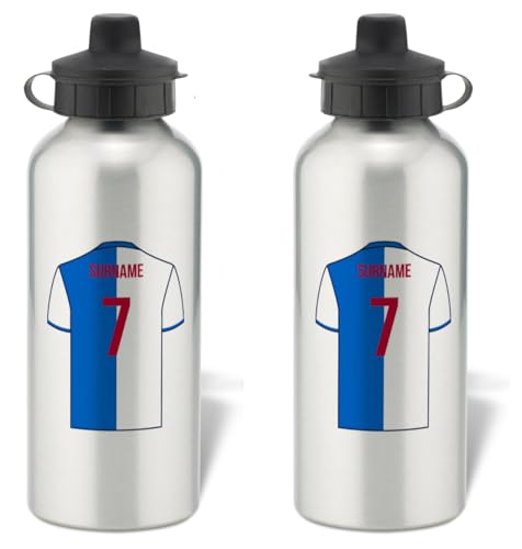 Personalised Blackburn Rovers FC Aluminium Water Bottle - Silver Bottle