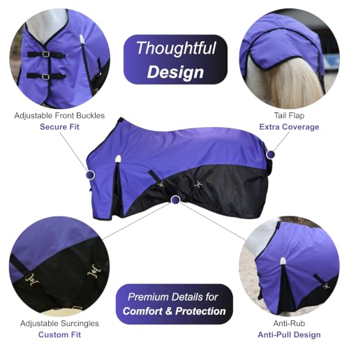 Image of BARN & STABLE 600D Ripstop Lightweight Horse Turnout Sheet No Fill,Water-Resistant & Breathable Horse Blanket for Spring and Mild Weather, with Anti-Rub Fleece Withers