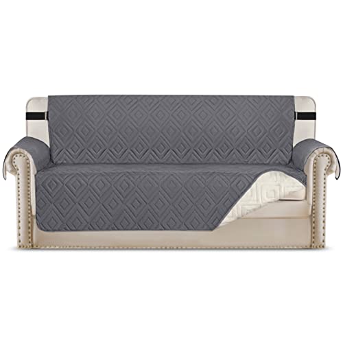 ALLSOPETS Sofabezug Haustiere Wasserdicht Sofabezug Sofaschutz Schonbezug Sofakissen 1-3-Sitzer Haustier Hund Katze Möbelschutz mit rutschfestem Riemen verstellbarem Riemen Grau Cover