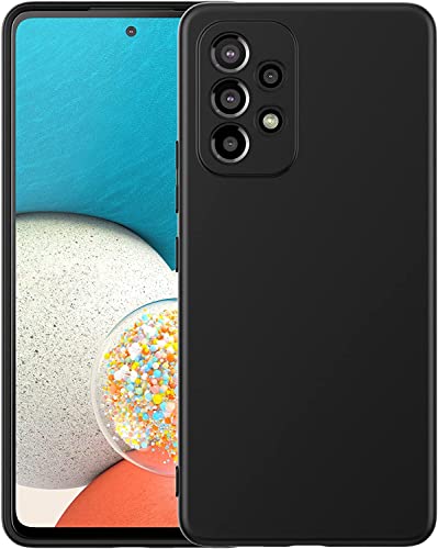 Image of DIZORO Microfiber Candy Case Compatible for Samsung A73 5g Smooth Touch Cushion Liquid Soft Silicone Gel Rubber Phone Cases Non-Slip Full Body Protective Shockproof Back Cover - Black
