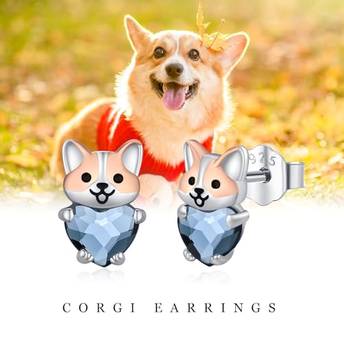 Image of 925 Sterling Silver Dog Earrings Cute Animal Puppy Stud Earrings Dog Jewelry Gifts for Women Girls Pet Lover Hypoallergenic Earrings for Sensitive Ears