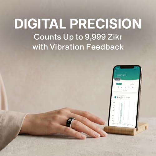 Image of TAKVA Zikr Ring a 18mAh Battery, with 18, 20, and 22mm sizes Tasbih Counter, Smart Tasbih Islamic Gifts, Waterproof, Counts Up to 9999 Hand Tally Counter for Tasbeeh, Tally Counter Clicker for Muslims