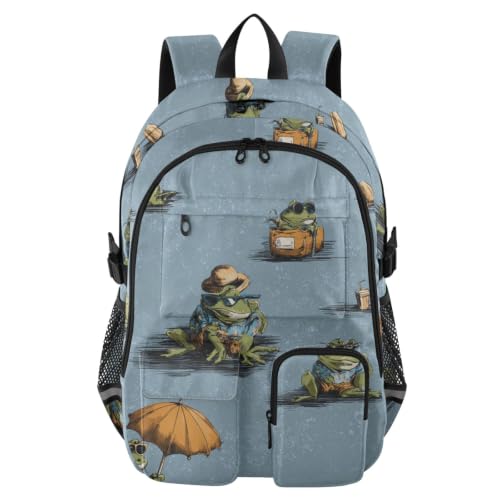 Mochila de viaje con rana negra de 17.5 pulgadas para ordenador y negocio