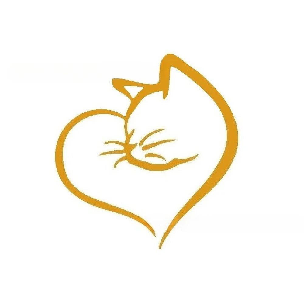 Waterproof Cat Heart Car Sticker PVC Auto Decor for Rear Windshield(Yellow)