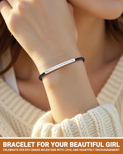 Image of 5th /8th Grade Graduation Gifts for Her, Engraved Beautiful Girl You Can Do Amazing Things Adjustable Bracelet, Elementary Middle School Graduate Gifts