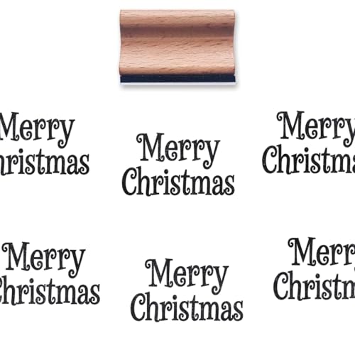 Merry Christmas Rubber Stamp 1-1/3 Medium Stamp for Scrapbooking Card Making Crafting
