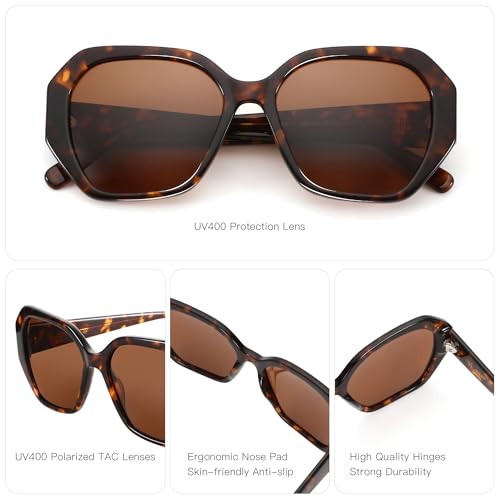 ZENOTTIC Trendy Polarized Sunglasses for Women: Designer Hexagon Shades for Ladies - Retro Sun Glasses with UV400 Protection3