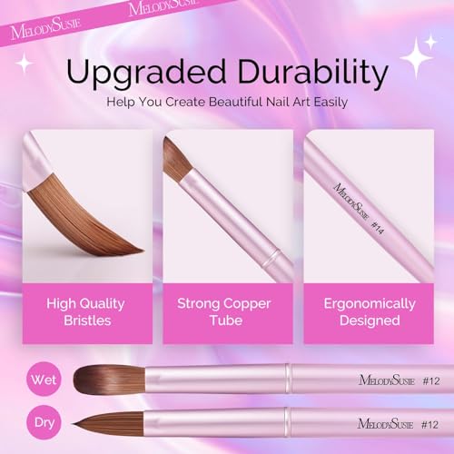 Melodysusie 4Pcs Acrylic Nail Brush Set, Size 8/12/14/16 Professional Nail Brushes For Acrylic Application Acrylic Powder Nail Extension And 3D Nail Carving For Diy Home Salon Nail Art Manicure Tool thumb #4