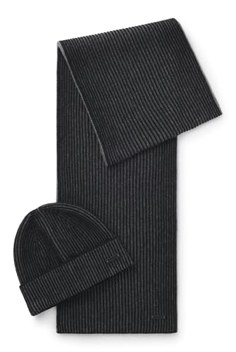 BOSS Mens Ercole SET Scarf and hat set with logo labels