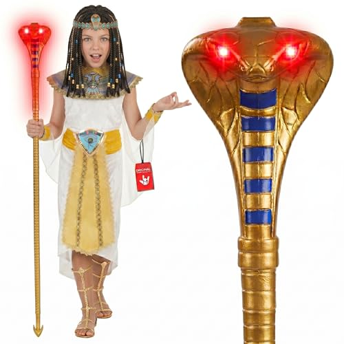 Morph Kids Cleopatra Costume for Girls with Light-Up Cobra Snake Staff Egyptian Costume Kids Girls Halloween Costumes - Medium