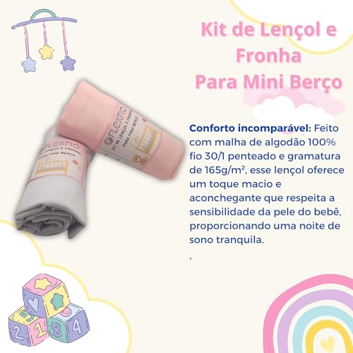 Kit 02 Lençóis e Fronhas Para Mini Berço, Safety 1st Side By Side