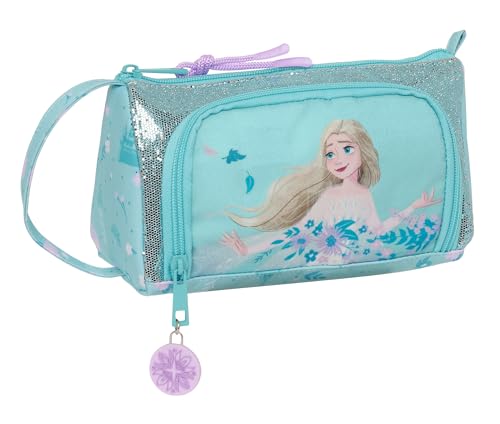 FROZEN II HELLO SPRING Federmäppchen mit ausklappbarer Tasche, leer, Federmäppchen für Kinder, ideal für Kinder im Schulalter, vielseitig, Qualität und Widerstandsfähigkeit, 20 x 8,5 x 11 cm, Hellblau