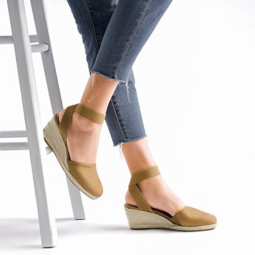 Image of DREAM PAIRS Women's Ankle Strap Wedge Sandals | Espadrilles Sandals, Elastic Ankle Strap, Cushioned Comfort for Summer Outfit, Fashion Dressy Shoes