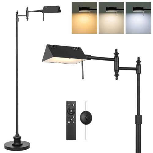 Bairth Black Reading Floor Lamp Dimmable Pharmacy Standing Lamp