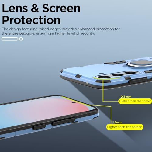 Image of Pikkme D5 Tough Armor Bumper | 360 Protection Case | Ring Holder Stand Case for Samsung Galaxy S24 FE 5G (Blue)