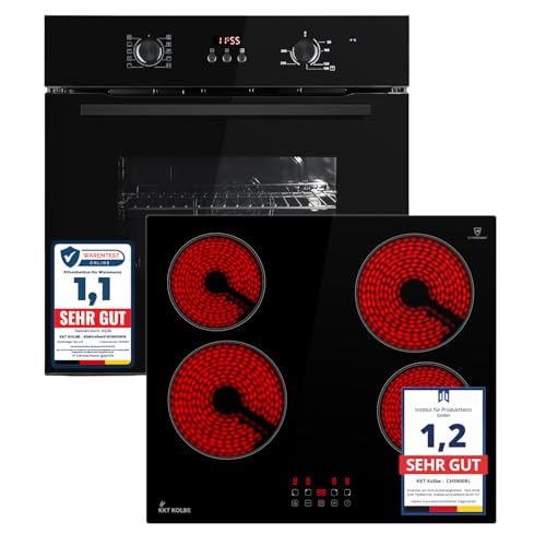 KKT KOLBE Autarkes Herdset | 60cm Einbaubackofen BO8005FB | 59cm Kochfeld CH5900RL | Grill | Heißluft | Automatik-Timer | Wärmeschutzverglasung | Kindersicherung | Knebelbedienung | SET8005FBCH5900RL