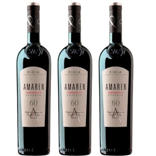 Amaren Tempranillo Reserva Magnum Vino Tinto 1.5L, Crianza Compleja con 14.5% Vol, Ideal para Carnes, Reuniones y Regalos, Compra Online Segura| 3 botellas