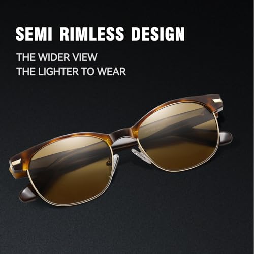DUCO Semi Rimless Polarized Sunglasses for Men and Women Classic Sun Glasses Retro Shades Acetate Half Frame UV400 Protection3