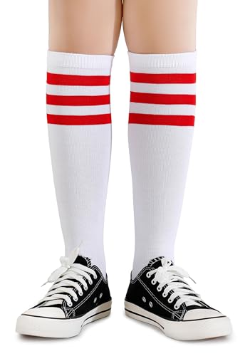 Henwarry Boys Girls Knee High Tube Socks Classical Stripes Cotton Soft Over the Calf Kids Tube Socks4