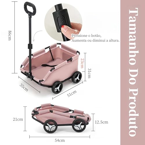 Carrinho Passeio Pet Para Cães/Gatos Dobrável Pequeno Porte Até 7kg Mini09 (Rosa)