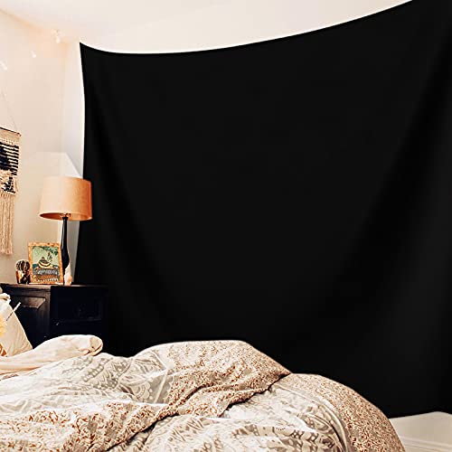 Colorsum Wall Hanging Bedding Tapestry Solid Color Black Wall Tapestry For Bedroom Living Room Dorm Home Decor，Machine Washable 39×59 Inch #TOP5