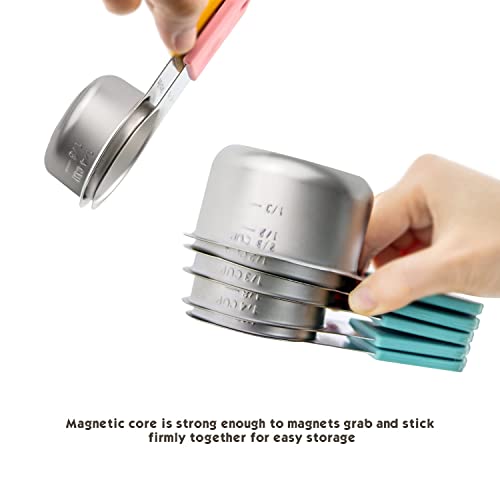 Magnetic Measuring Cups Set, 7 Pieces 18/8 Stainless Steel Stackable Nesting Heavy Duty Measuring Cups, kitchen Tools, Perfect for Dry and Liquid Ingredients, Dishwasher Safe (Muticolour, 7 set) - Image 5
