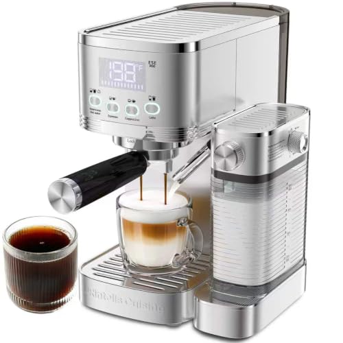 Image of Espresso Machine 20 Bar Temperature Time LED Display Espresso Maker with Stepless Adjustable Automatic Milk Frother for Cappuccino Latte Americano Stainless Steel Coffee Machine with ESE Pod Filter
