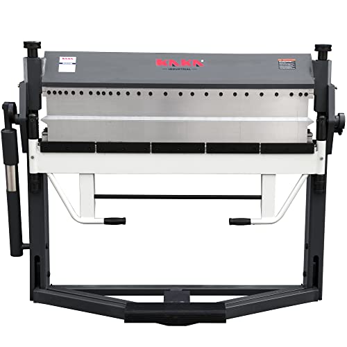 KAKA INDUSTRIAL 50-Inch Box and Pan Brake, 16-Gauge (0.06") Mild Steel Capacity, Minimum Reverse Bend 0.59"(15mm), Max Box Bending Depth 3.54"(90mm),Foot Clamp, 0-150° Folding Angle PBB-5016/3SH