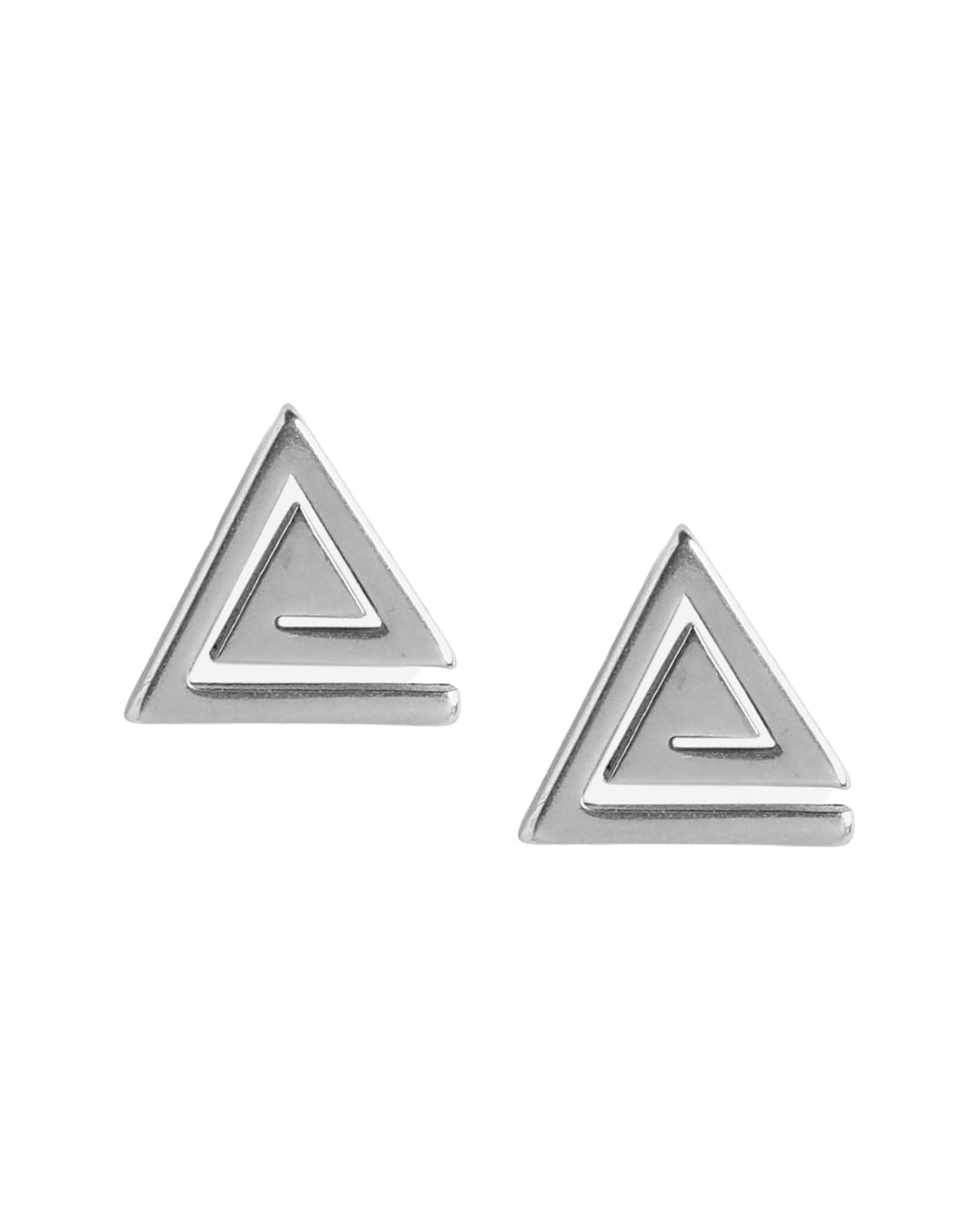 Men Silver Triangular Earring-image-43