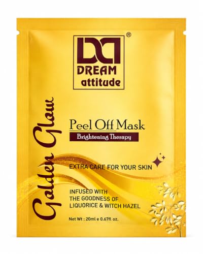 Image of Peel Off Mask Combo Pack of 2 | Charcoal Deep Cleansing Therapy & Golden Glow Brightening Therapy Face Mask Sachets for Fresh, Clean & Radiant Looking Skin | 40ml | Dream Attitude