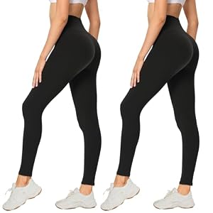 AMIYOYO 2er Pack Leggings für Damen High Waist Sporthose Schwarz