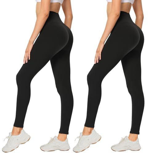 AMIYOYO 2er Pack Leggings für Damen High Waist Leggins Blickdicht Elastische Bauchweg Hosen Weiche Sporthose für Yoga Fitness Outdoor Freizeit