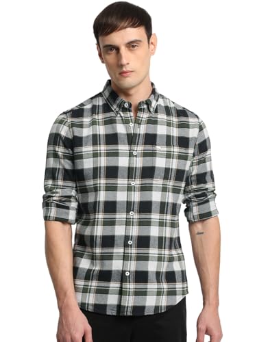 Image of THE BEAR HOUSE Men Cotton Slim Fit Solid Casual Shirt