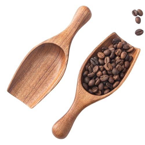 NLHL Acacia Wood Scoops for Jars Canister, Big 6.3” Flour Scoop(2PCS)