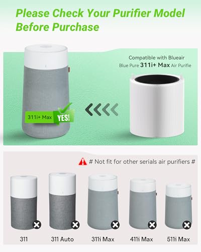 Image of 2 Pack Blue Pure 311i+ Max Smokeblock Filter Replacement Compatible with Blue Pure 311i+ Max Air Puri-fier, Activated Carbon Filters
