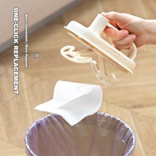 Image of Chchmu Disposable Cloth Cleaning Brush with 50 Pcs Replacement Cloths, ABS & Nylon Handle, Soft Bristles, White, For Kitchen, Bathroom, Window & Computer