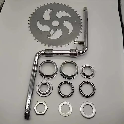 Manivelle monobloc vélo motorisé pignon 44T large 5,1 cm pour moteur 2 temps 66cc