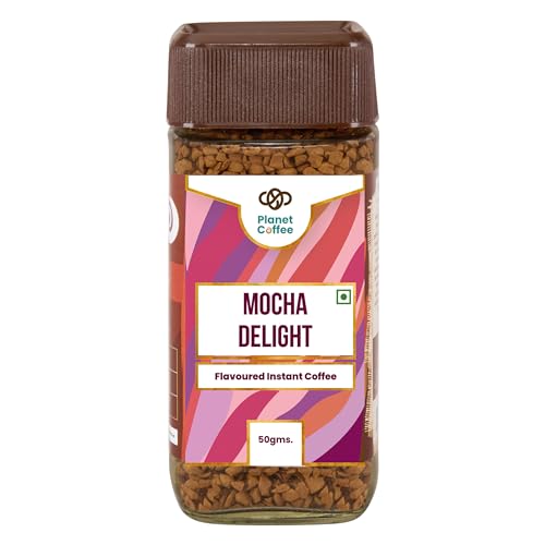 Image of Planet Coffee | Mocha DELIGHT Coffee | 50 Gms Jar | Pure Arabica | Freeze-Dried Instant Coffee | No Added Sugar | Makes 25 Cups | Medium Roast | Flavoured Coffee