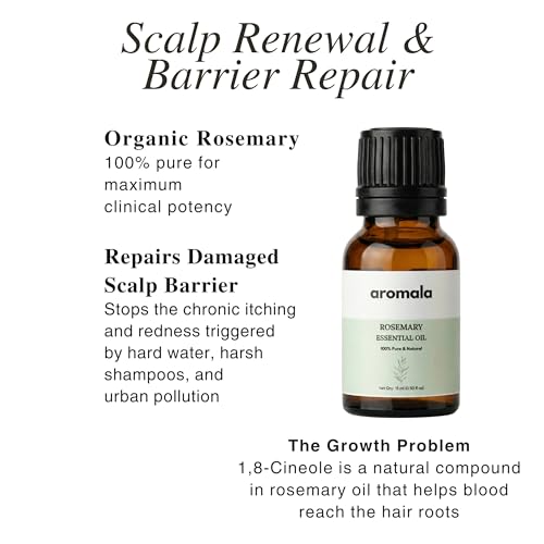 Image of Organic Rosemary Essential Oil for Hair Growth & Hair Fall Control | 100% Pure Steam Distilled Rosmarinus Officinalis Oil | Pre Wash Scalp Treatment for Root Nourishment & Healthy Hair | 15ml