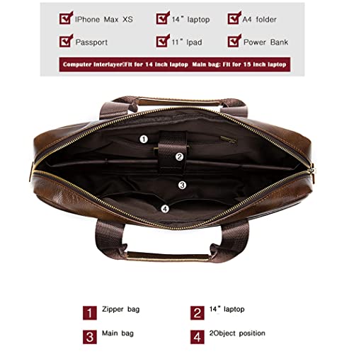 Haitpant Men's Genuine Leather Briefcase Laptop Bag Natural Leather Messenger Briefcases Bags4